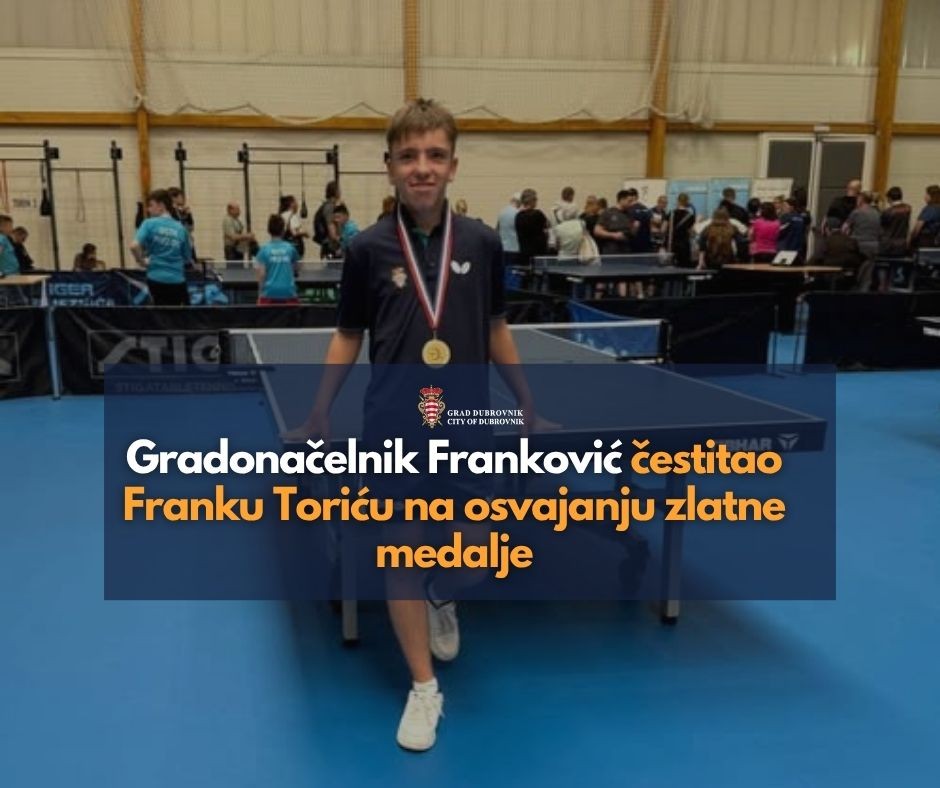 GRADONAČELNIK FRANKOVIĆ UPUTIO ČESTITKU ZLATNOM FRANKU TORIĆU