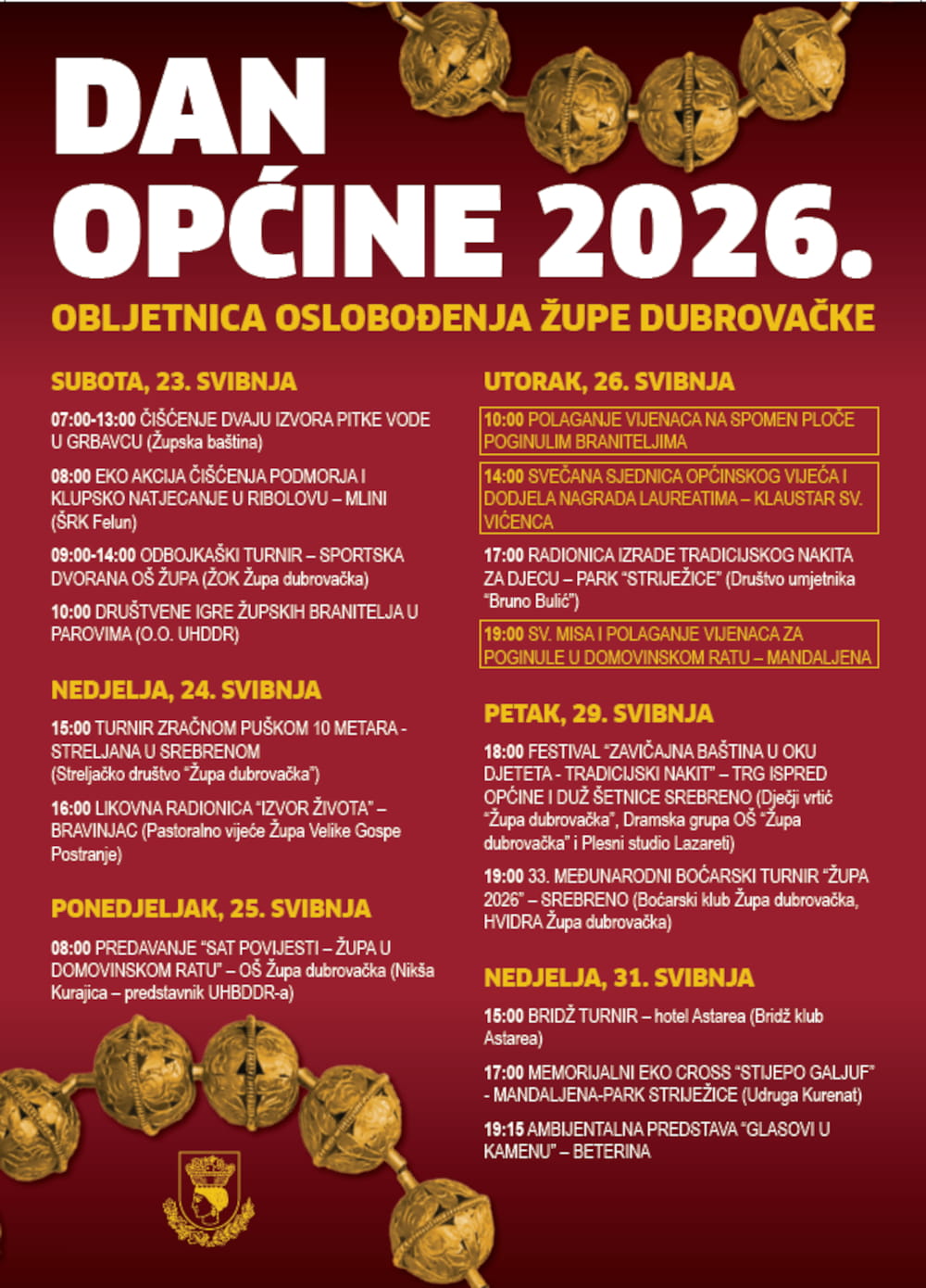PROGRAM UZ DAN OPĆINE ŽUPA DUBROVAČKA 2026.