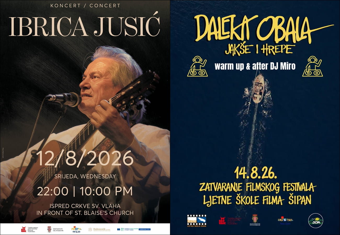 KONCERT IBRICE JUSIĆA U DUBROVNIKU I ZATVARANJE LJETNE ŠKOLE FILMA ŠIPAN UZ DALEKU OBALU JAKŠE I HREPE