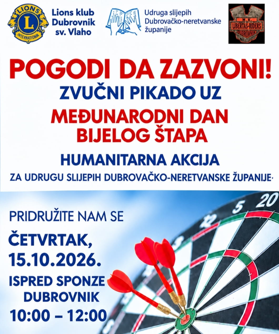 ZAIGRAJTE ZVUČNI PIKADO I DONIRAJTE ZA UDRUGU SLIJEPIH DUBROVAČKO-NERETVANSKE ŽUPANIJE