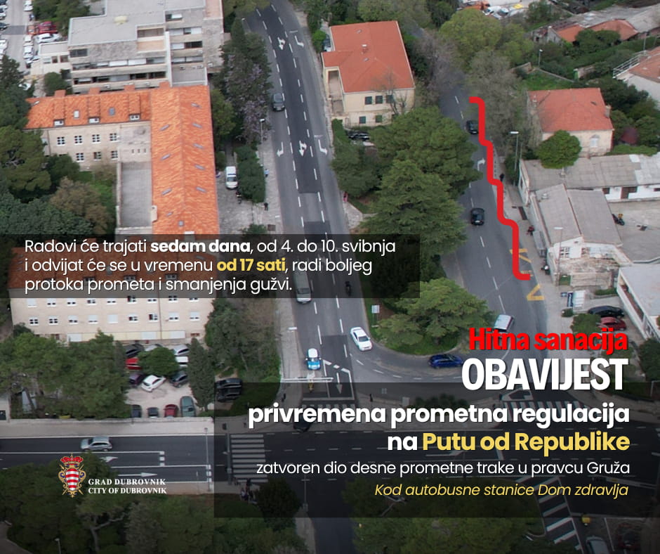 DO 10. SVIBNJA ZATVORENA DESNA TRAKA NA PUTU REPUBLIKE
