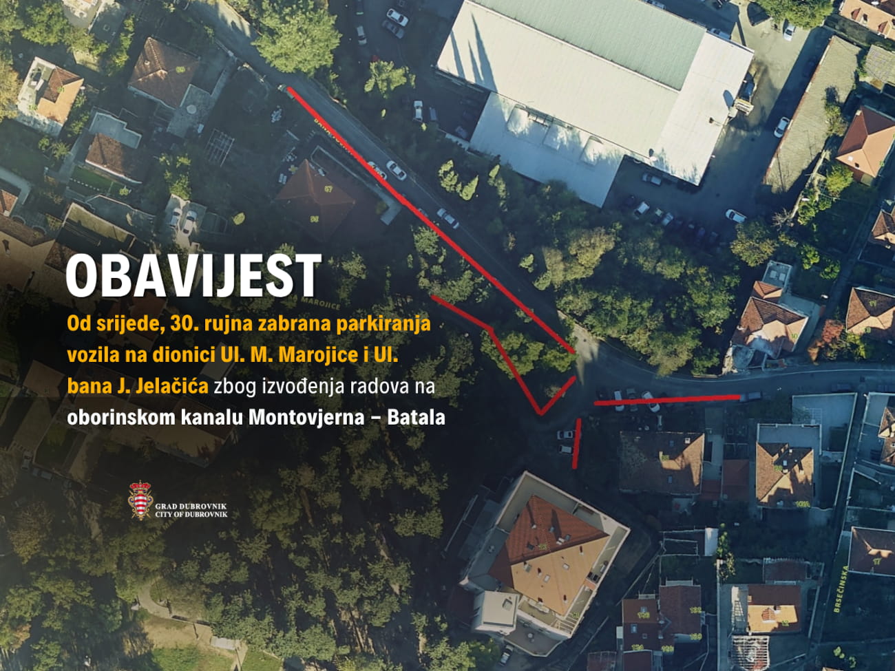 ZABRANA PARKIRANJA NA DIJELU ULICE M. MAROJICE I ULICE BANA J. JELAČIĆA