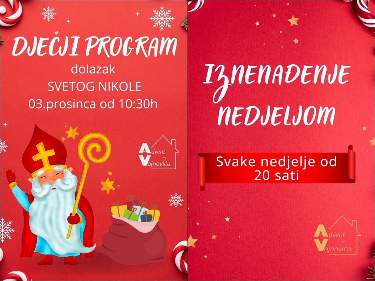 SVETI NIKOLA DOLAZI NA ADVENT NA VOJNOVIĆU , A NAVEČER... E TO JE IZNENAĐENJE
