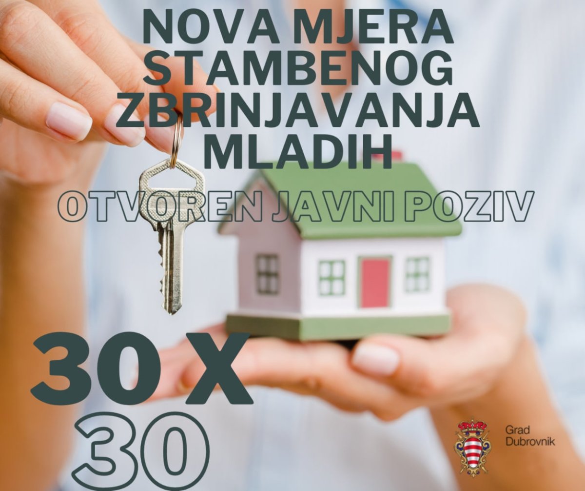 JAVNI POZIV: GRAD DUBROVNIK MLADIM OBITELJIMA DODJELJUJE PO 30 TISUĆA EURA ZA KUPNJU PRVE NEKRETNINE ILI IZGRADNJU I NADOGRADNJU