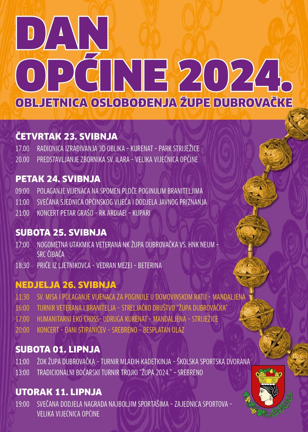 PROGRAM PROSLAVE DANA OPĆINE ŽUPA DUBROVAČKA I 32. OBLJETNICE OSLOBOĐENJA