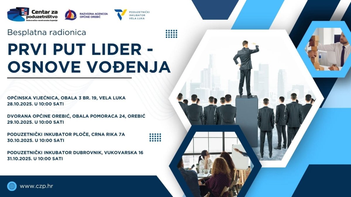 CENTAR ZA PODUZETNIŠTVO: BESPLATNE RADIONICE NA TEMU PRVI PUT LIDER – OSNOVE VOĐENJA