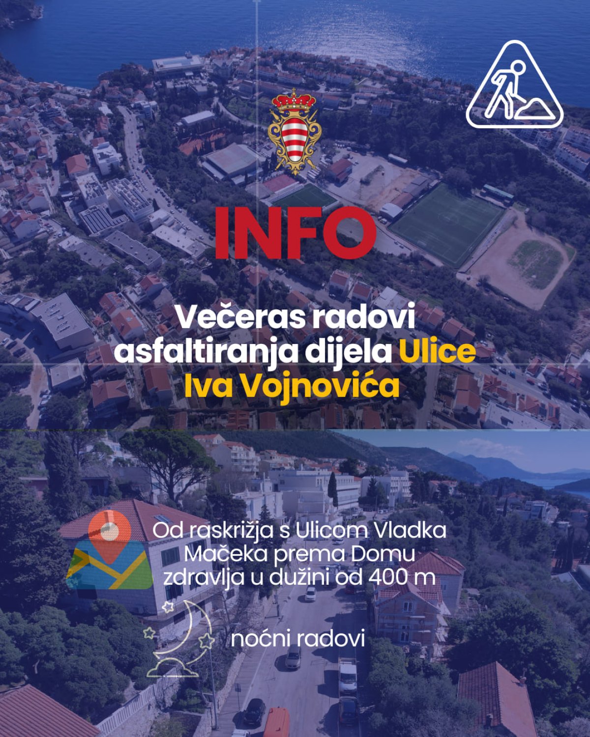 ASFALTIRANJE ULICE IVA VOJNOVIĆA, MOLE SE GRAĐANI DA UKLONE AUTOMOBILE