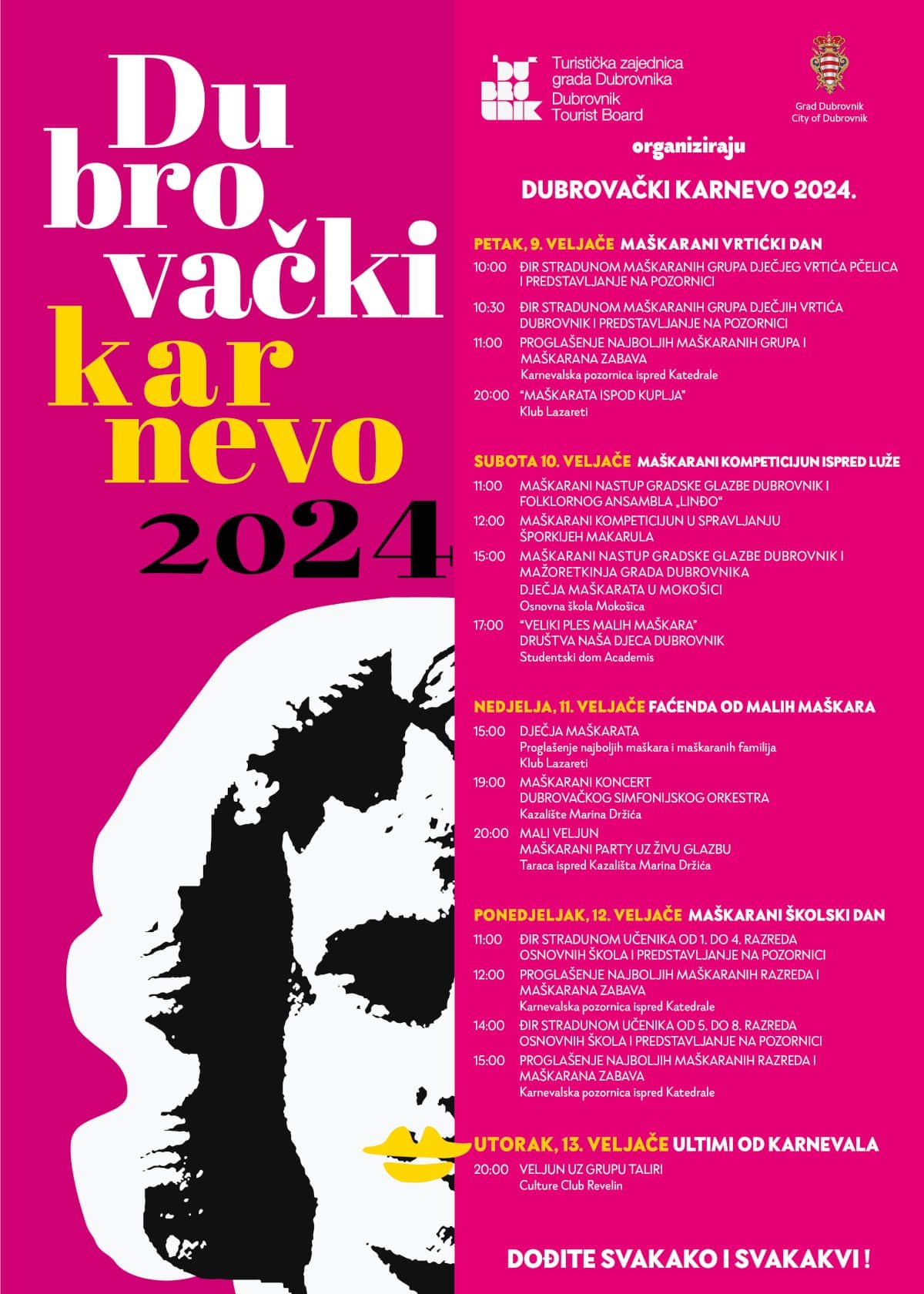 DRUGOG DANA DUBROVAČKOG KARNEVALA BOGAT PROGRAM ZA SVE UZRASTE