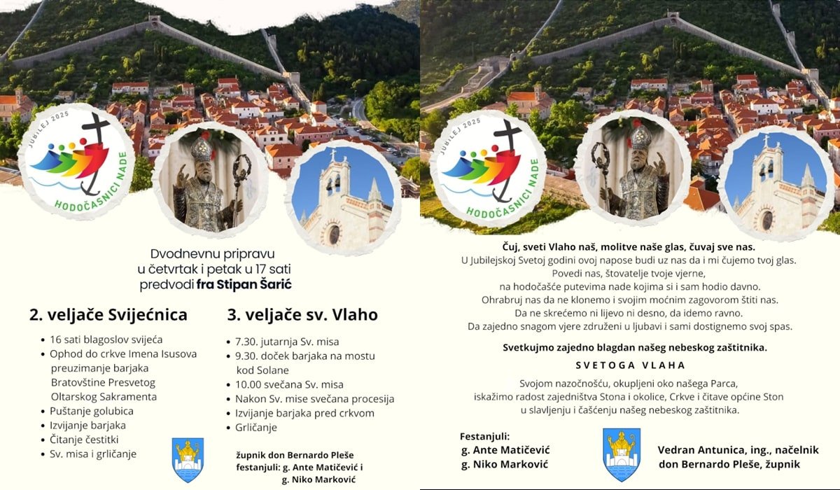 PROGLAS I PROGRAM FESTE SV. VLAHA U STONU