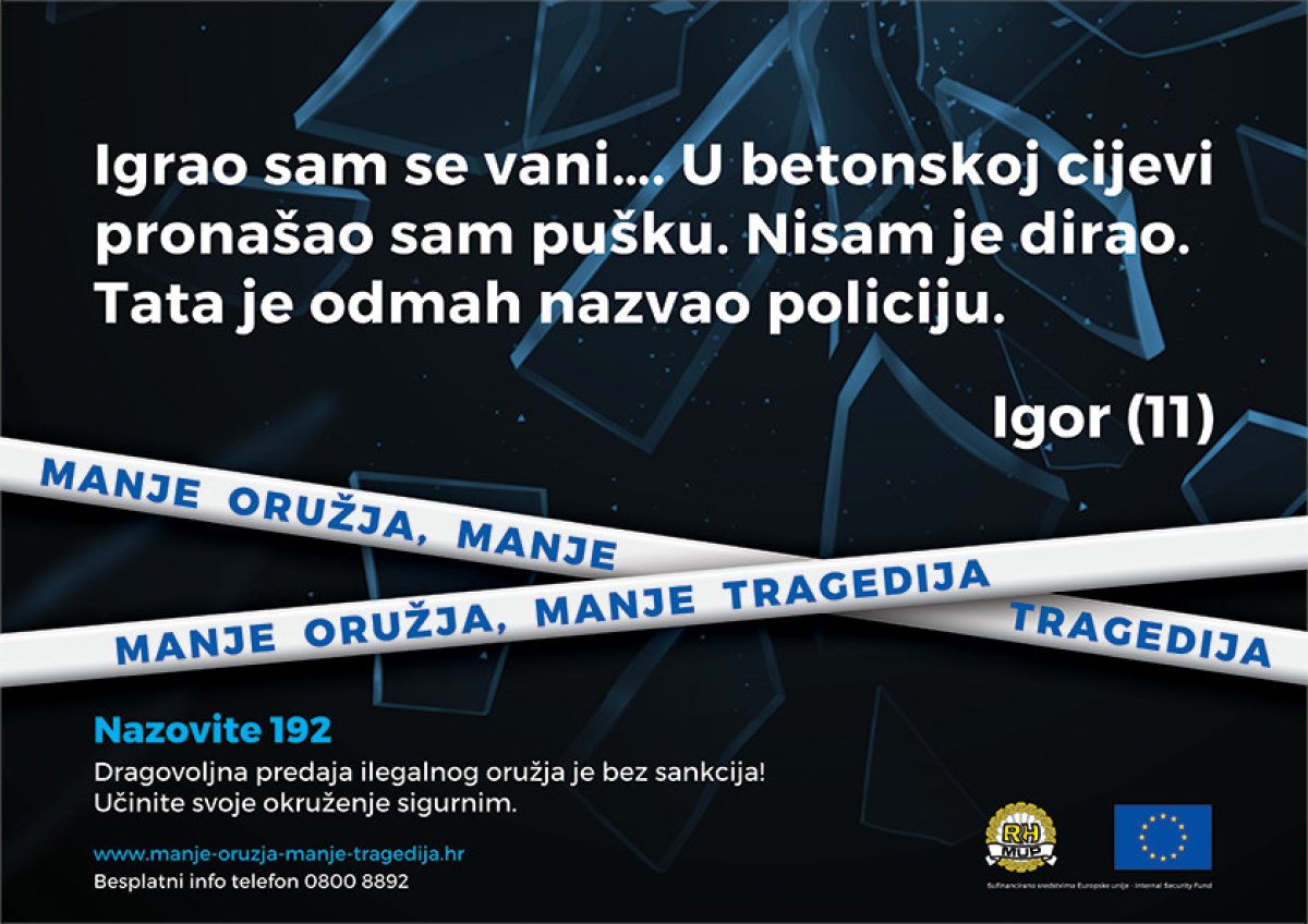 PU DUBROVAČKO - NERETVANSKA: TIJEKOM OVIH DANA NIZ GRAĐANA DRAGOVOLJNO PREDAO ORUŽJE