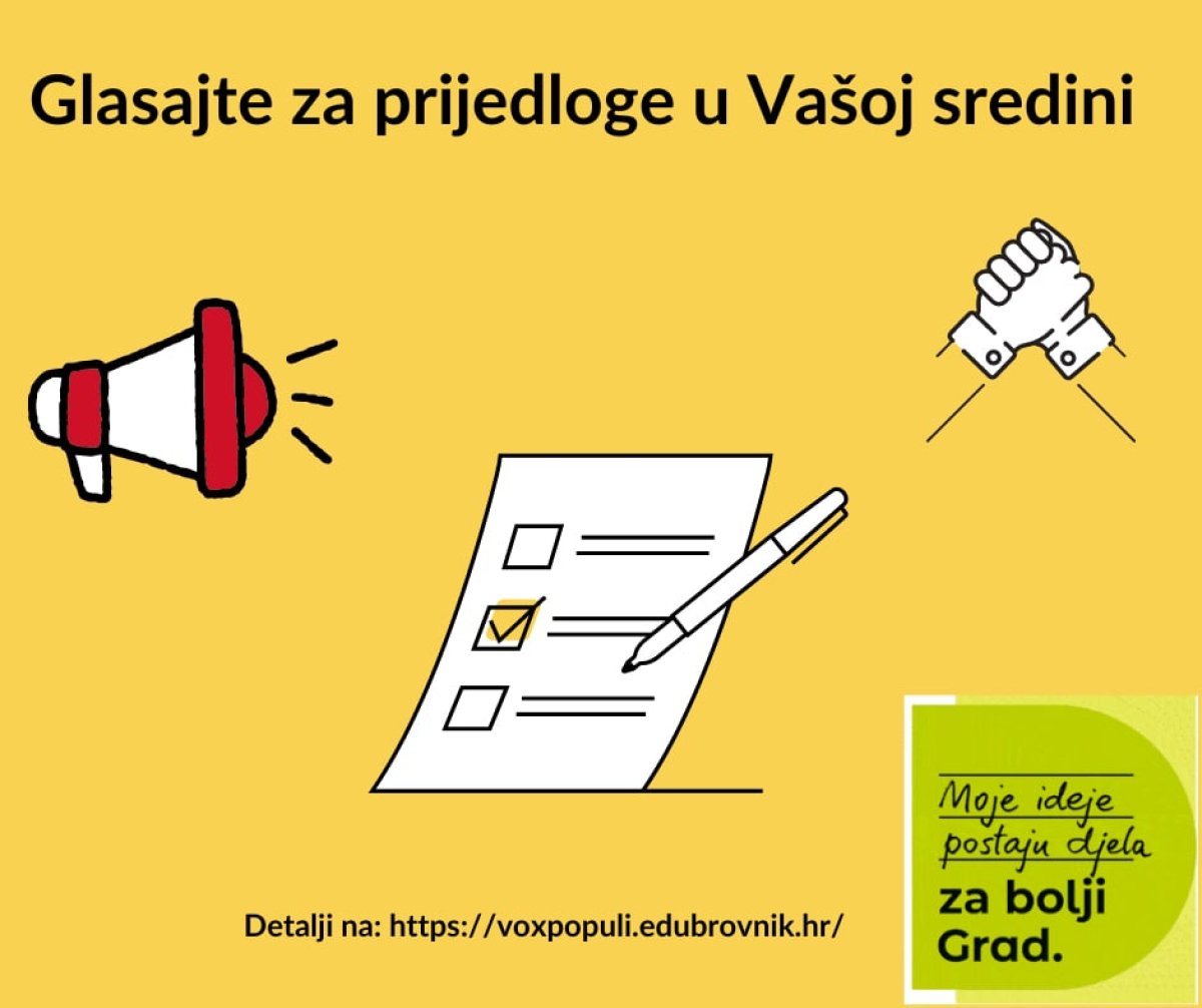 GRAD DUBROVNIK: GLASAJTE ZA PROJEKTE PARTICIPATIVNOG BUDŽETIRANJA