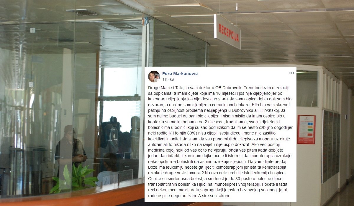 Dubrovački doktor Pero Markunović zaražen ospicama, ležeći u izolaciji objasnio važnost cijepljenja: Nije me zaštitio kolektivni imunitet jer 60 posto roditelja nije cijepilo svoju djecu