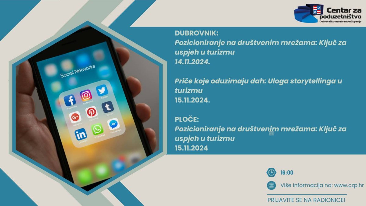 BESPLATNE RADIONICE U DUBROVNIKU I PLOČAMA O POZICIONIRANJU NA DRUŠTVENIM MREŽAMA