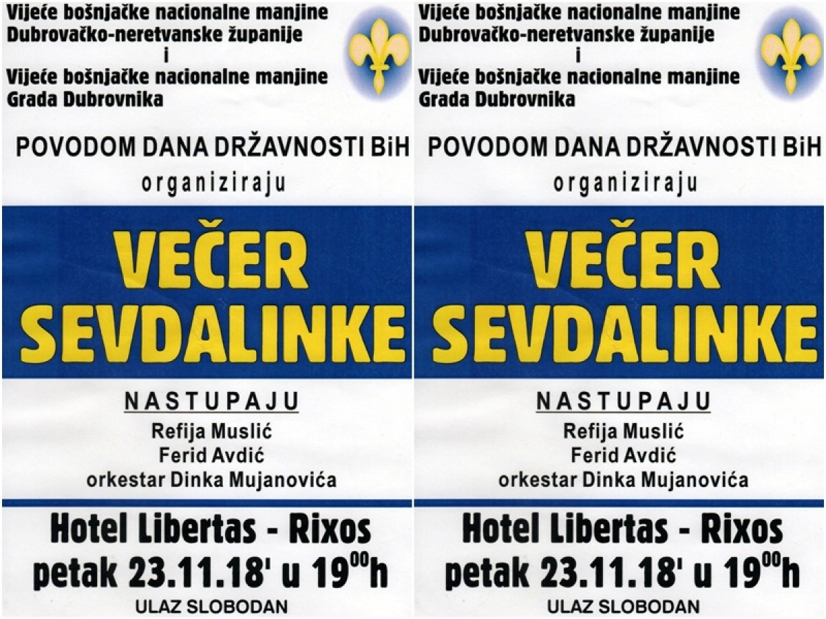 Večer sevdalinke u Dubrovniku uz Dan državnosti BIH, ulaz slobodan