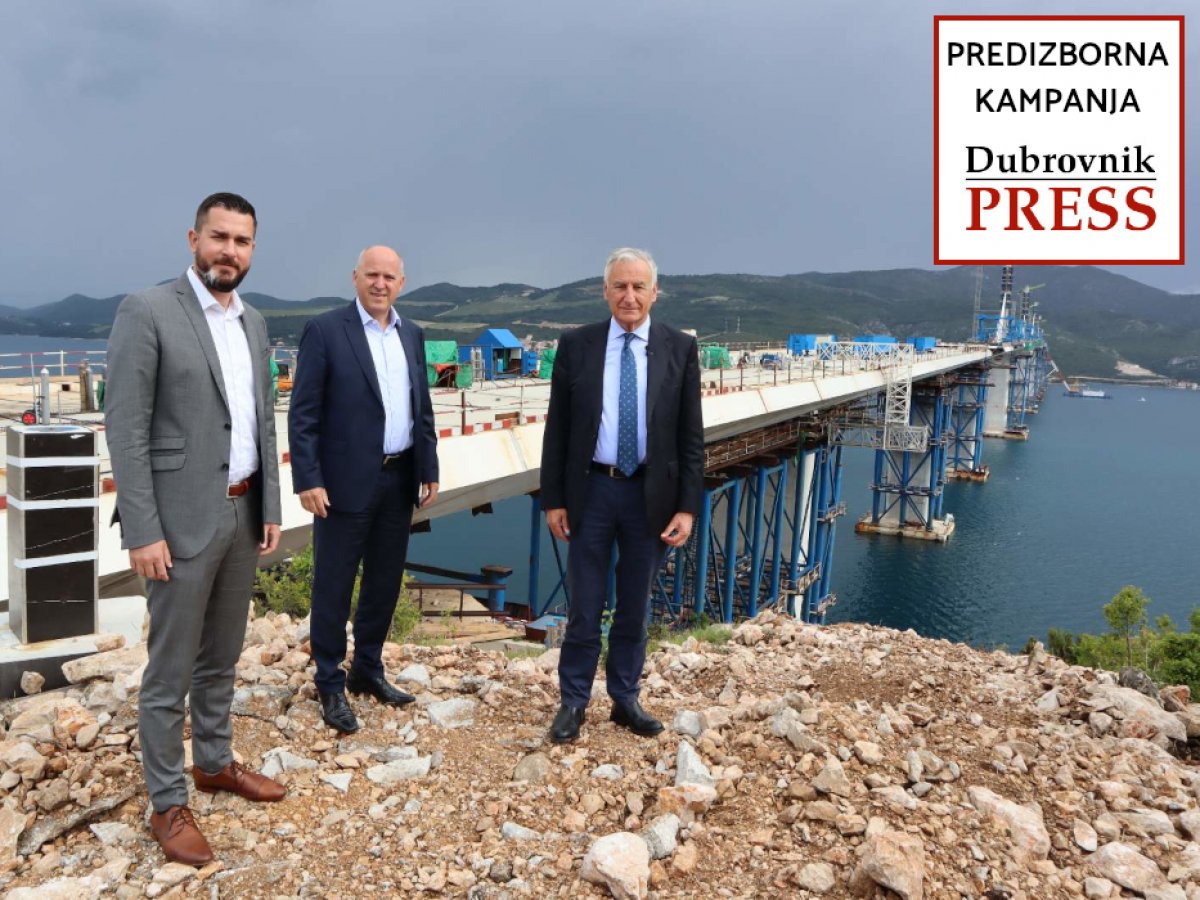 HDZ-ovi kandidati za župana i zamjenika na gradilištu Pelješkog mosta