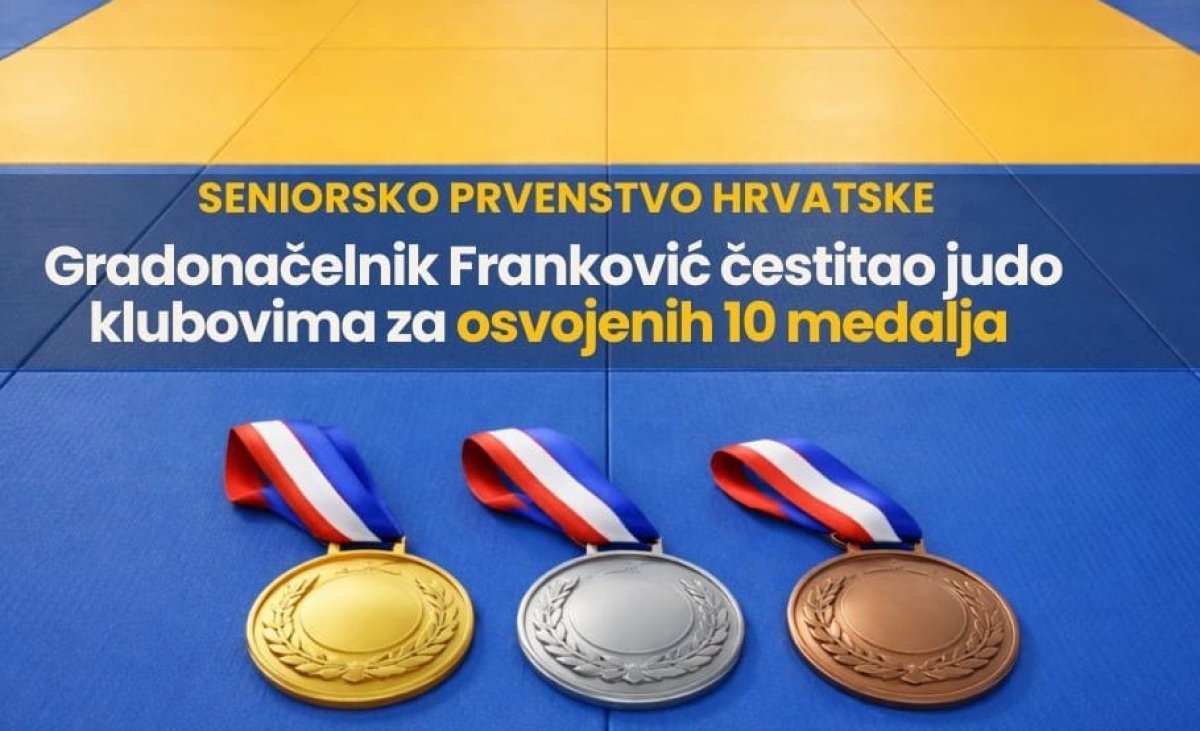 GRADONAČELNIK FRANKOVIĆ ČESTITAO JUDO KLUBOVIMA NA OSVOJENIH 10 MEDALJA NA PRVENSTVU HRVATSKE