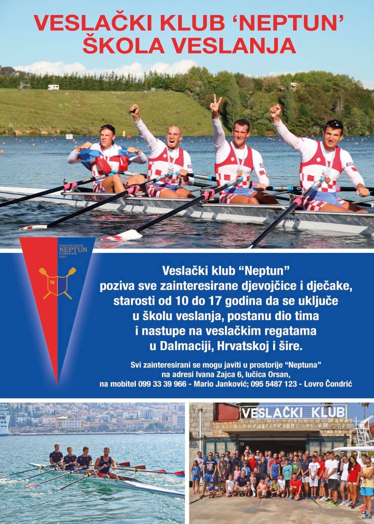 VESLAČKI KLUB NEPTUN POZIVA NA UPIS DJECE