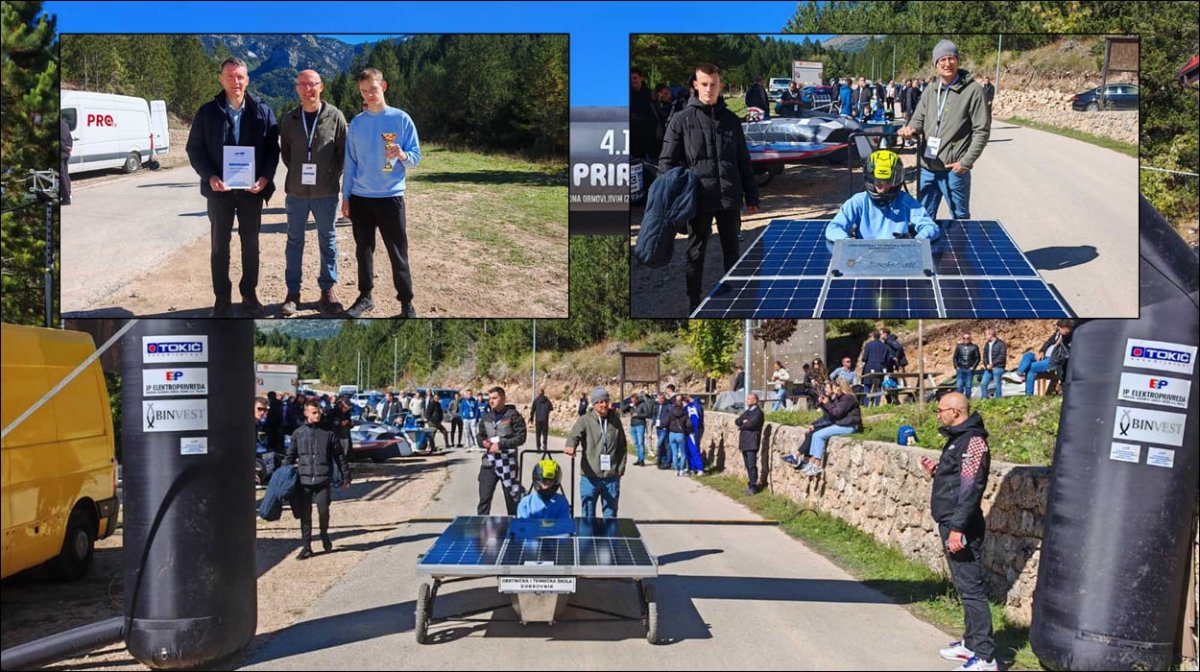 SOLARNI AUTOMOBIL OBRTNIČKE I TEHNIČKE ŠKOLE NIKO ŠAKIĆ, UČENIK 3.D RAZREDA, ODVEZAO DO DRUGOG MJESTA NA UTRCI