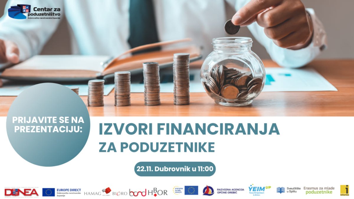 CENTAR ZA PODUZETNIŠTVO ORGANIZIRA PREZENTACIJU O IZVORIMA FINANCIRANJA ZA PODUZETNIKE