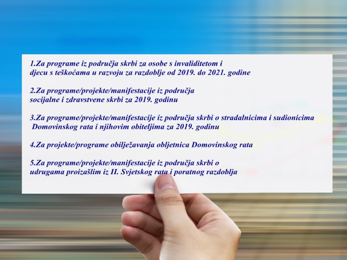 Javni pozivi za programe, projekte i manifestacije udruga i drugih organizacija civilnog društva