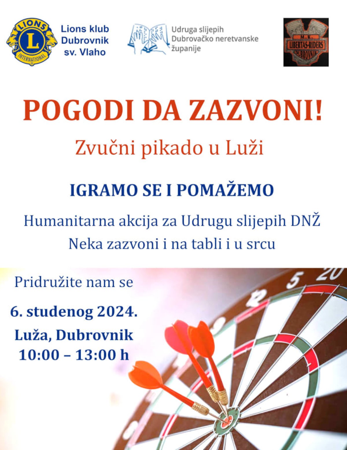 ZAIGRAJTE ZVUČNI PIKADO U LUŽI I POMOZITE UDRUZI SLIJEPIH I SLABOVIDNIH