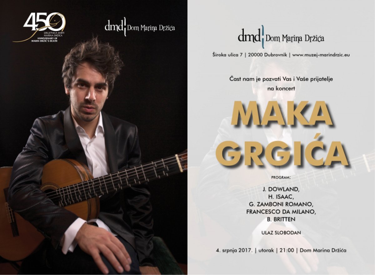 Koncert Maka Grgića u Domu Marina Držića