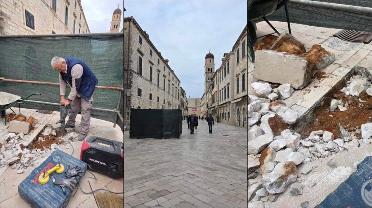 POČELA SANACIJA OŠTEĆENIH DIJELOVA STRADUNA