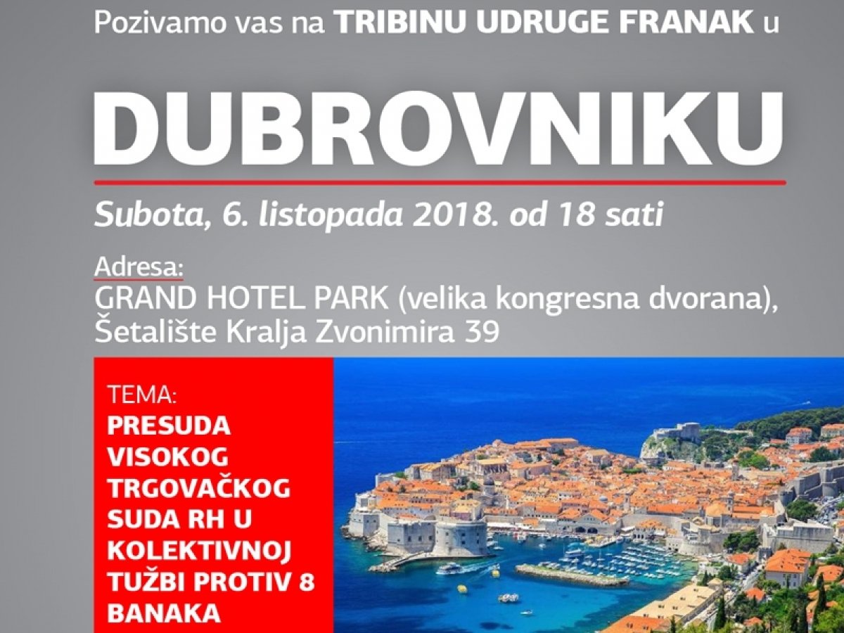 Udruga Franak organizira tribinu u Dubrovniku u subotu