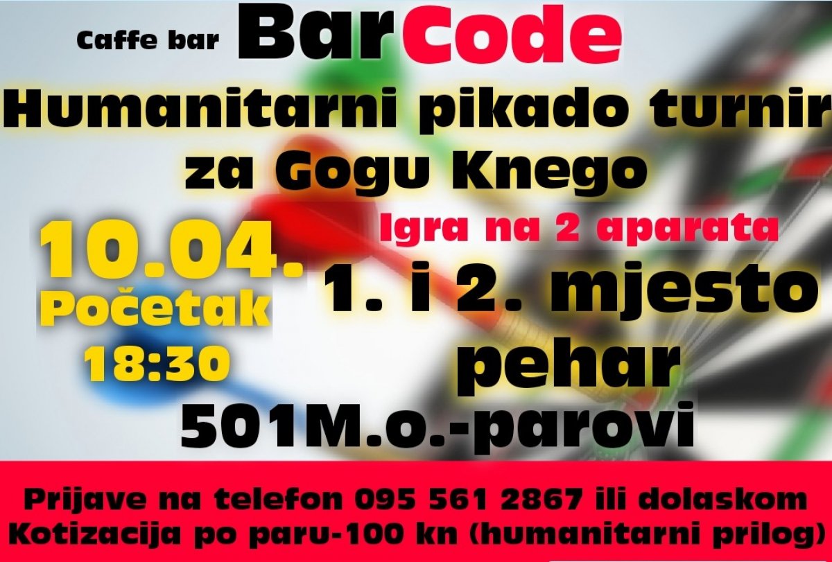 U nedjelju humanitarni pikado turnir za Gogu Knego