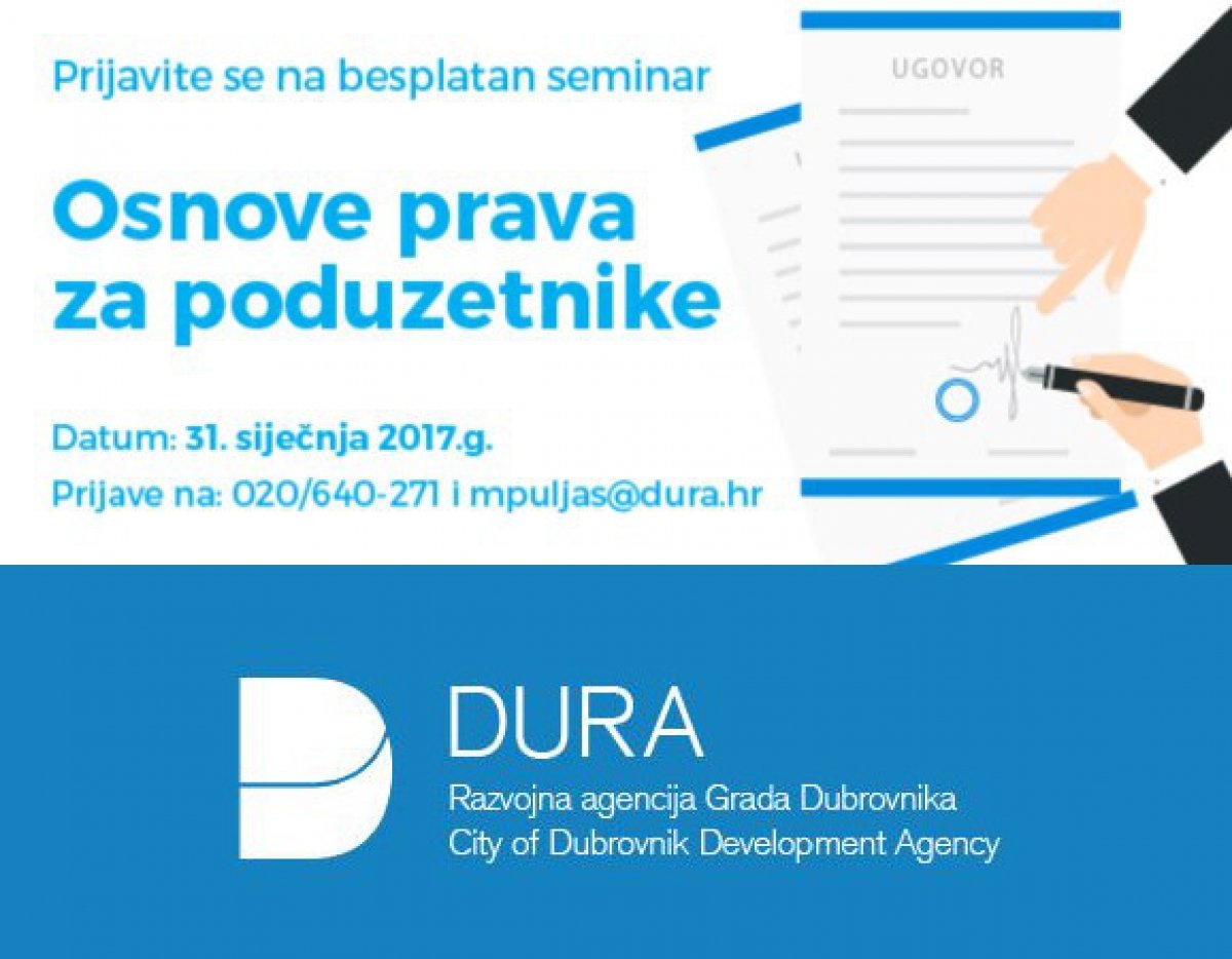 DURA: Besplatni seminar „Osnove prava za poduzetnike“