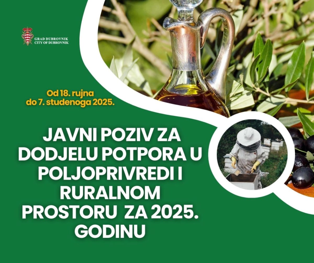JAVNI POZIV GRADA DUBROVNIKA ZA DODJELU POTPORA U POLJOPRIVREDI I RURALNOM PROSTORU