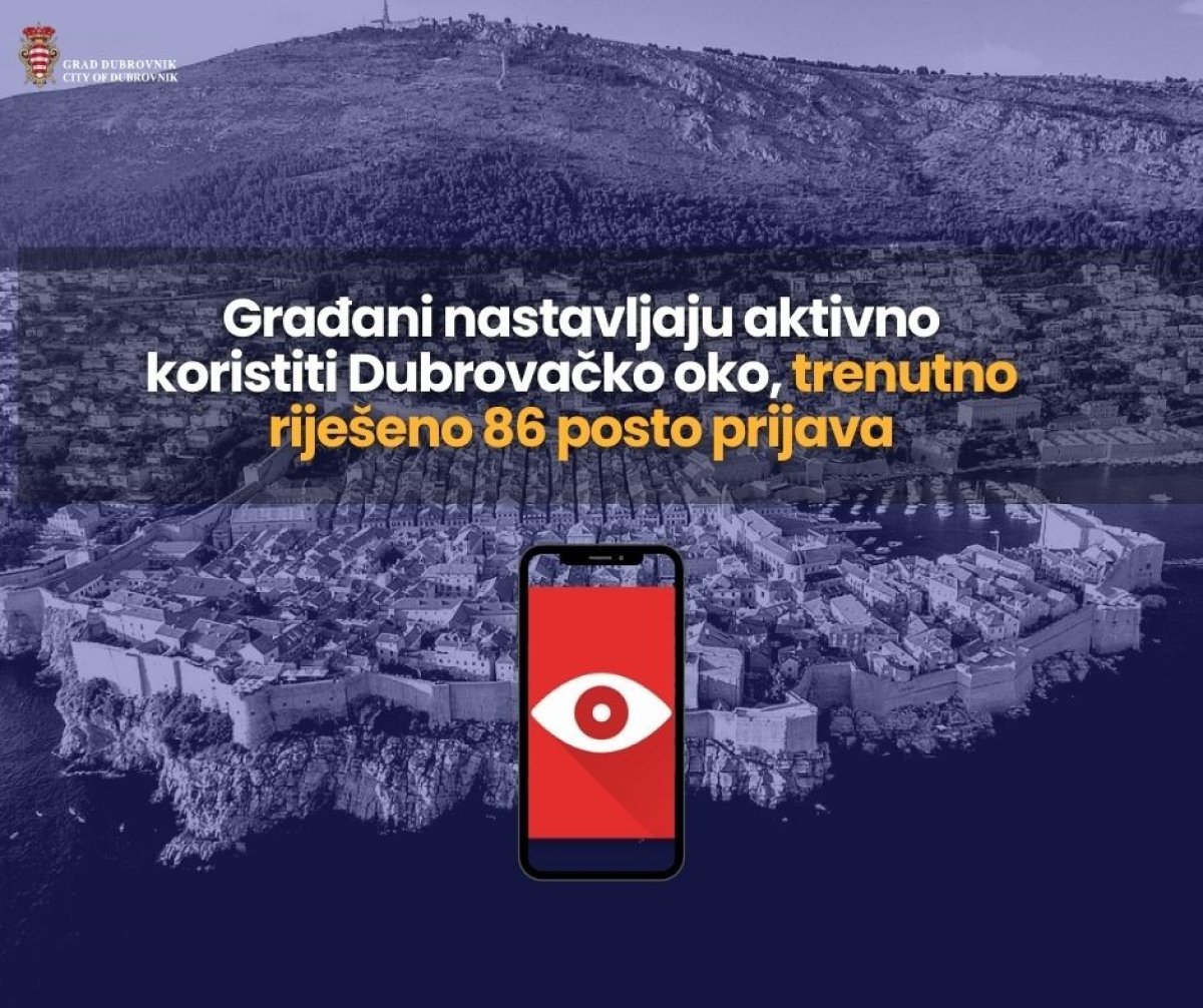 GRAĐANI NASTAVLJAJU AKTIVNO KORISTITI DUBROVAČKO OKO, TRENUTNO RIJEŠENO 86 POSTO PRIJAVA