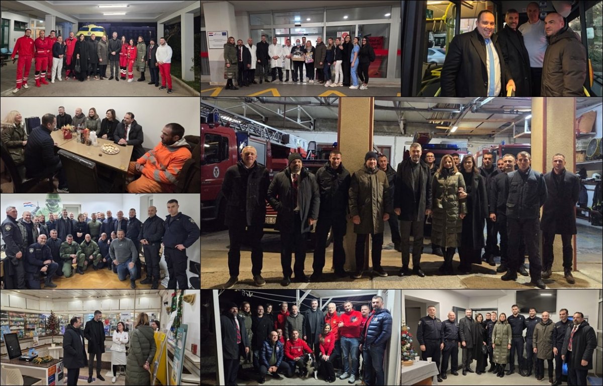 Foto / GRADONAČELNIK FRANKOVIĆ I ŽUPAN PEZO PRED DOČEK OBIŠLI DEŽURNE SLUŽBE