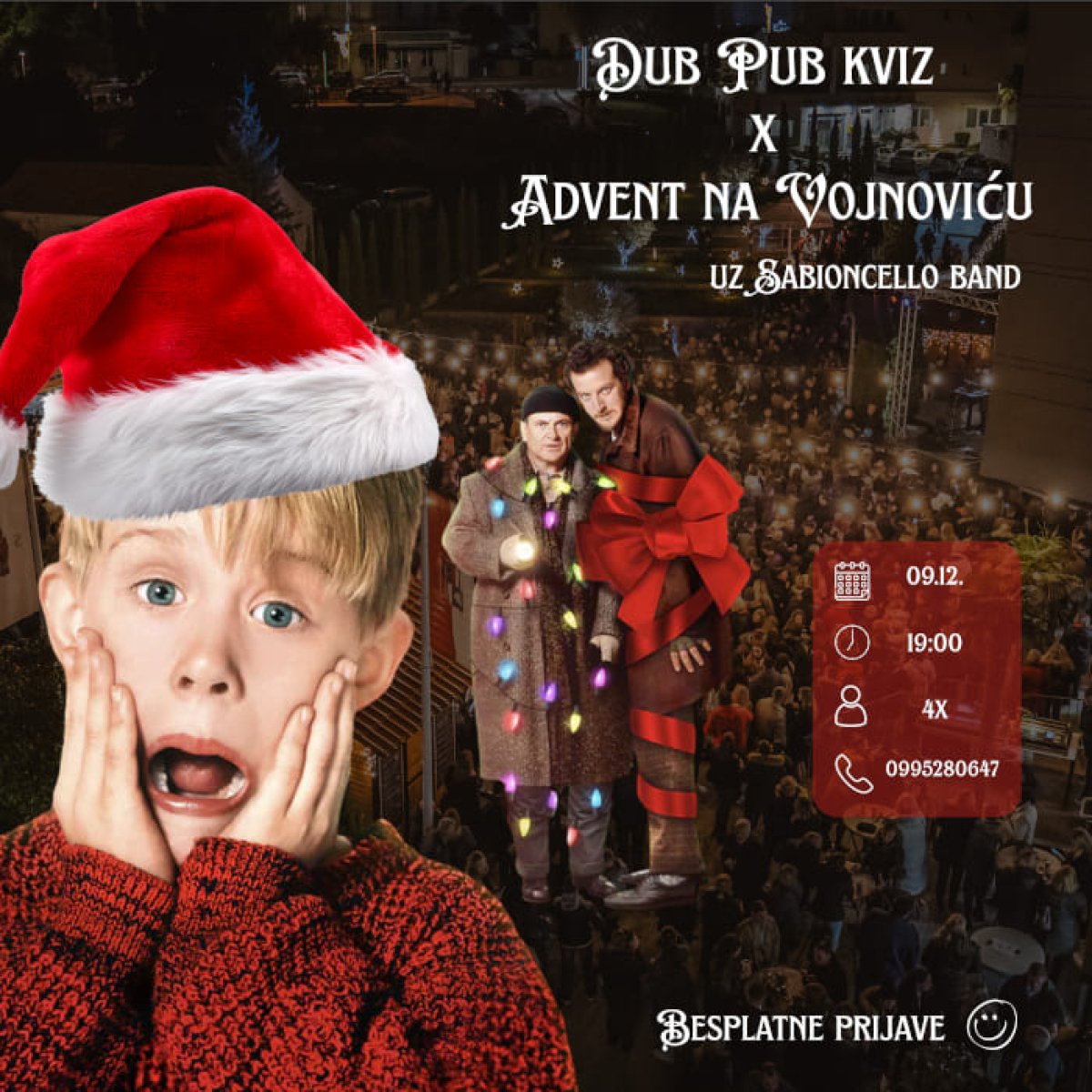 ADVENT NA VOJNOVIĆU; VEČER SA SABIONCELLO BANDOM I KVIZ „SAM U KUĆI”