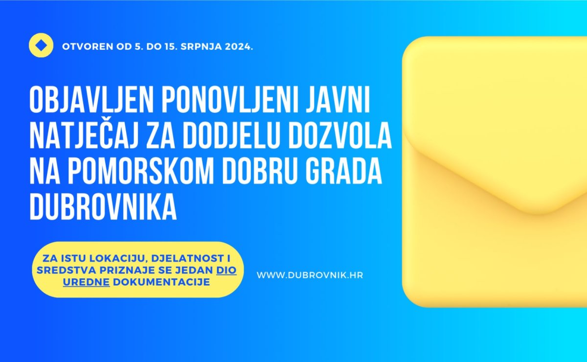 GRAD DUBROVNIK RASPISAO PONOVLJENI NATJEČAJ ZA KONCESIJE NA POMORSKOM DOBRU