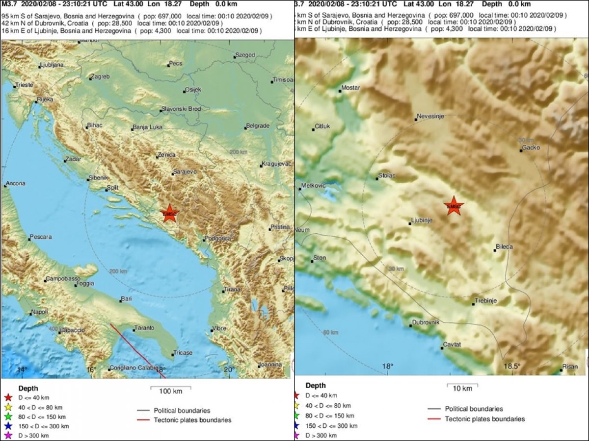 Potres s epicentrom 42 km od Dubrovnika