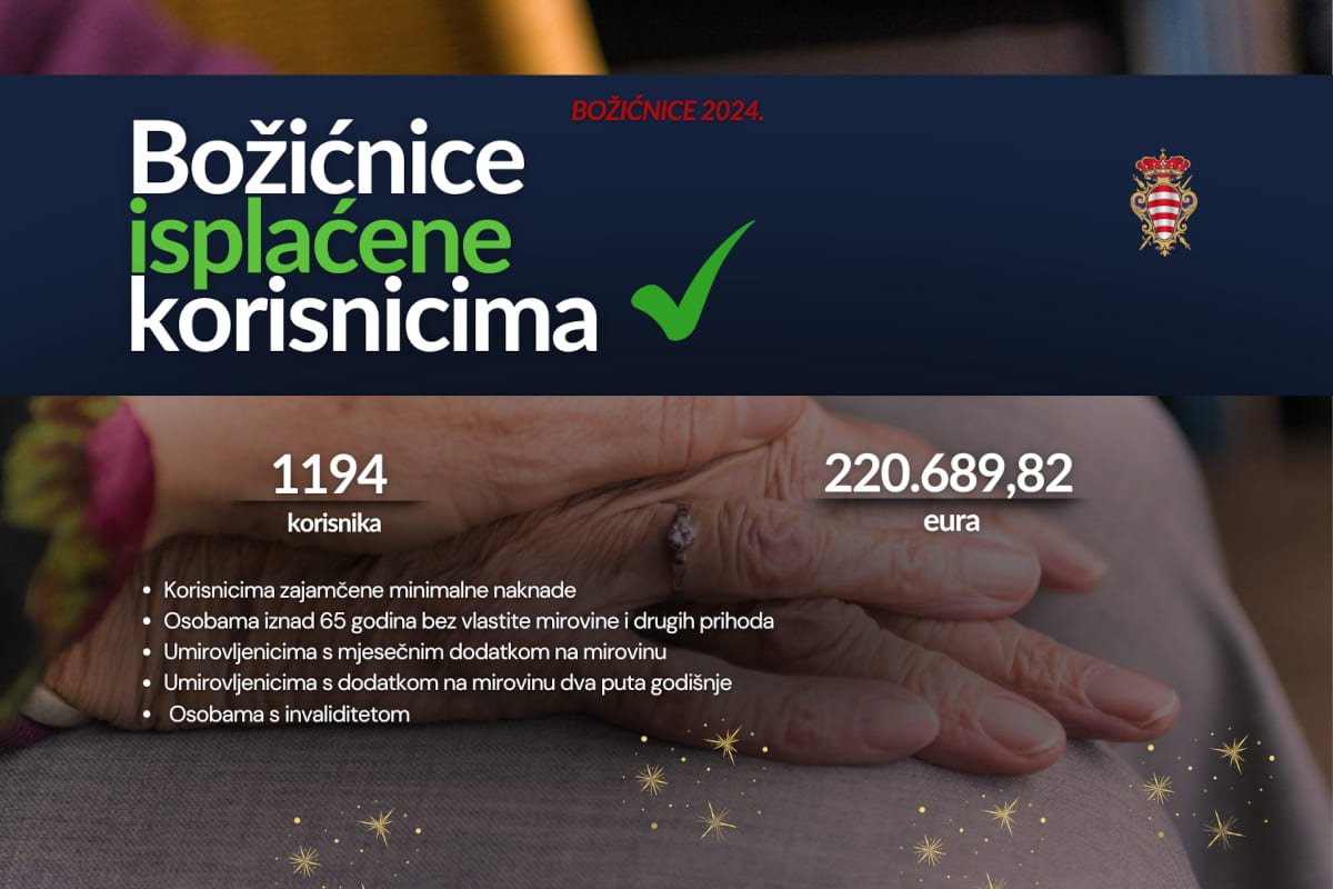 GRAD DUBROVNIK ISPLATIO BOŽIĆNICE ZA 1194 KORISNIKA