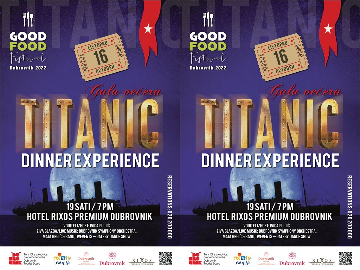 Humanitarna gala večera, a služit će se jela s menija prve klase Titanica