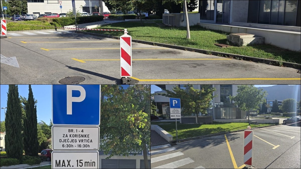 ISPRED ŽUPSKOG VRTIĆA REZERVIRANA PARKING MJESTA ZA KORISNIKE