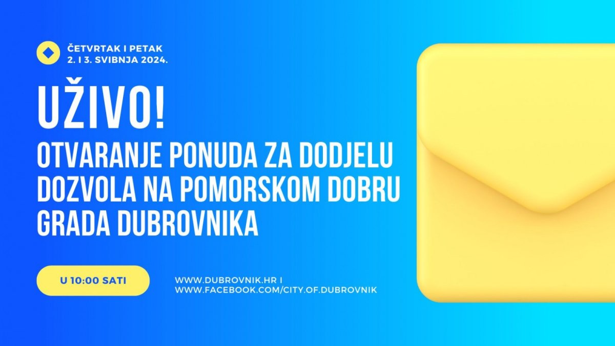 OTVARANJE PONUDA ZA DODJELU DOZVOLA NA POMORSKOM DOBRU GRADA DUBROVNIKA