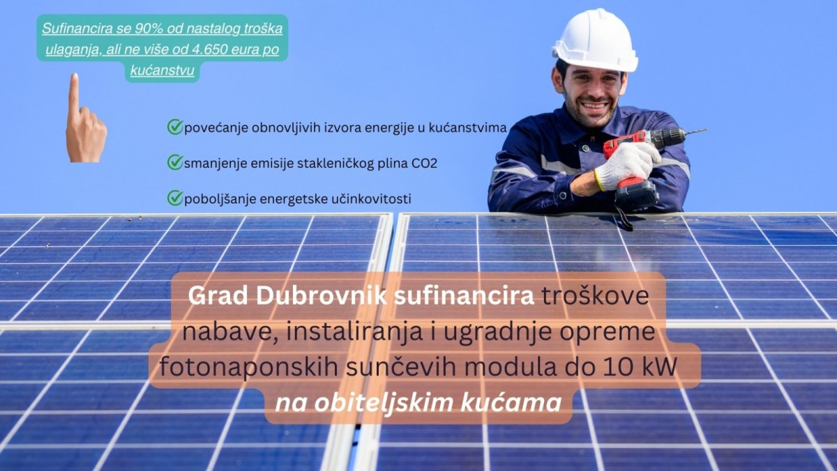 JAVNI POZIV GRADA DUBROVNIKA ZA SUFINANCIRANJE TROŠKOVA FOTONAPONSKIH SUNČEVIH MODULA