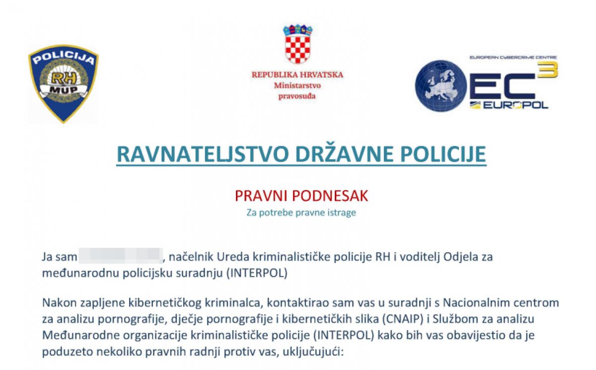 Policija upozorava na prijevaru, ako ste dobili ovakav e-mail ne odgovarajte