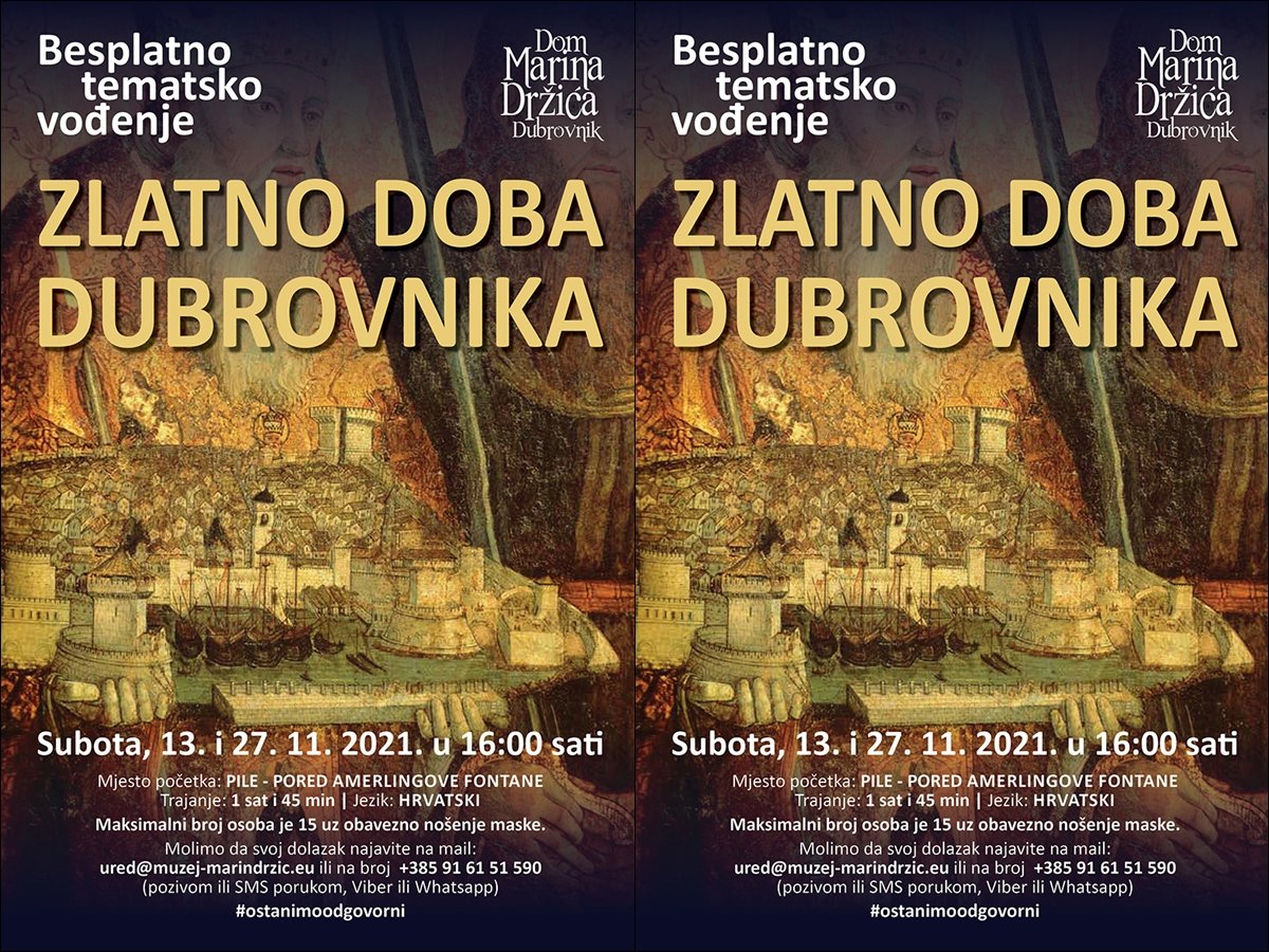 DMD organizira novo besplatno tematsko vođenje „Zlatno doba Dubrovnika“